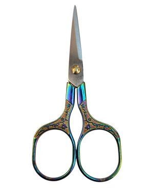 Ornate Embroidery Scissors Iridescent Handle Vintage Sewing Shears Craft Tool